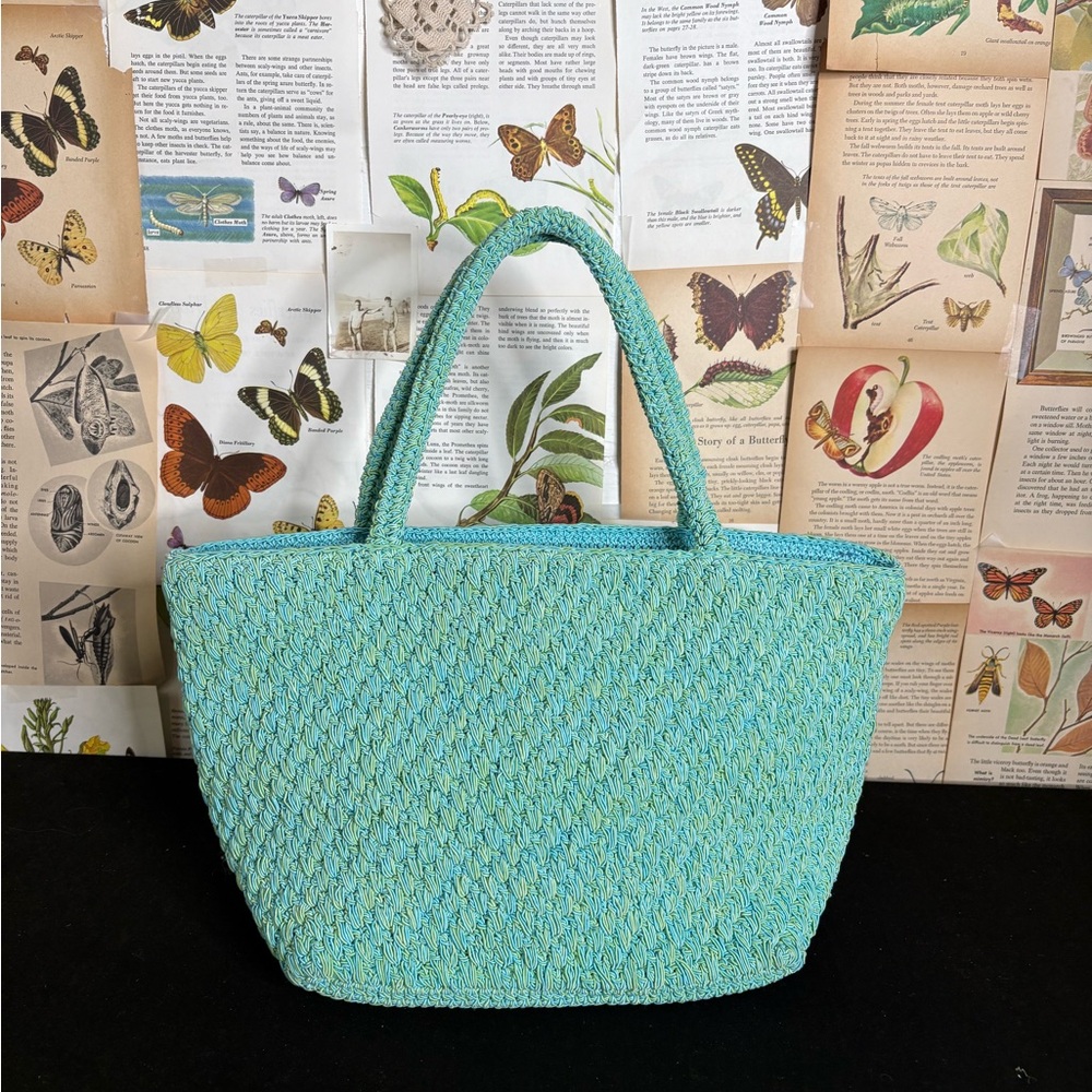 Liz Claiborne blue/green Woven Tote Bag